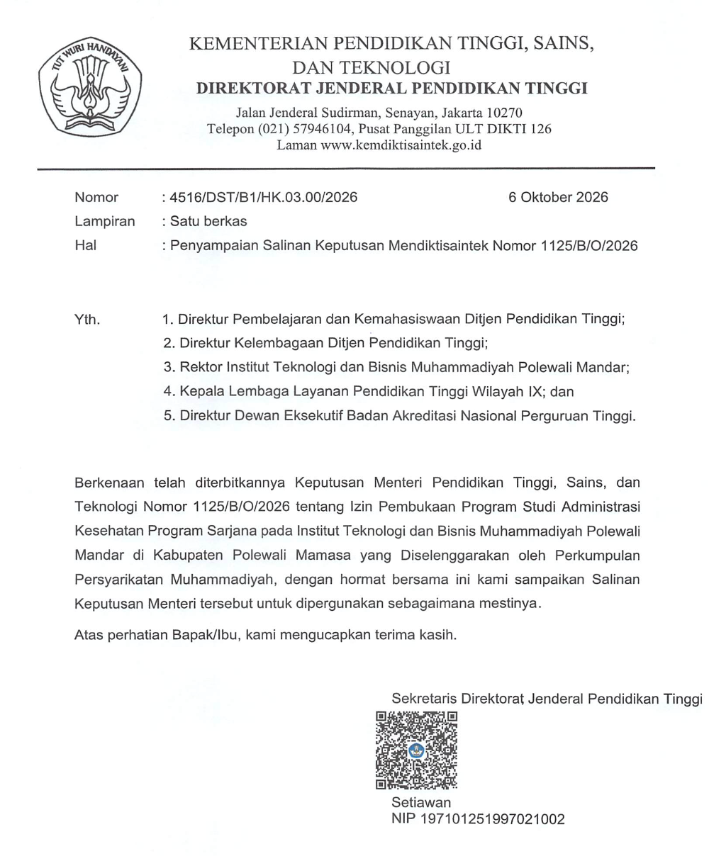 ITBM Polman Resmi Kantongi Izin Pembukaan Program Studi S1 Administrasi Kesehatan dari Kemendiktisaintek